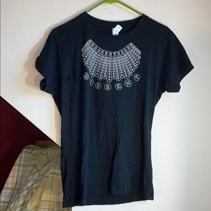 Tultex Black Tee RBG with White‎ Graphic Dissent Design XL